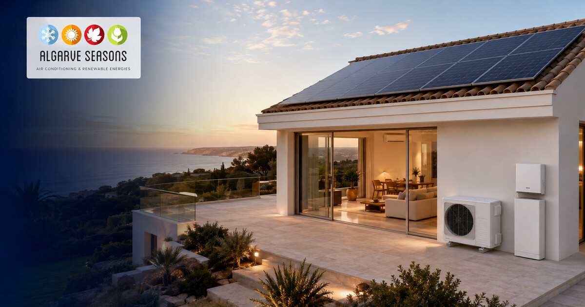Integrated HVAC solar battery systems at an Algarve villa.